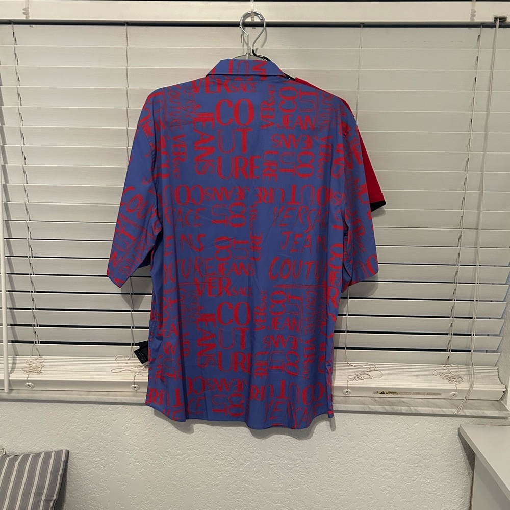 Mens red versace short sleeve shirt